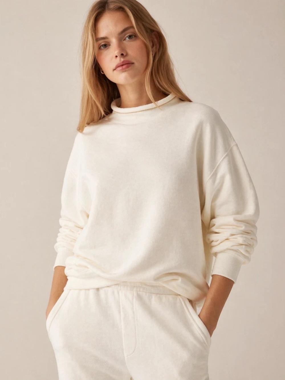 J. Crew Heritage terry Rollneck™ sweatshirt Ivory M